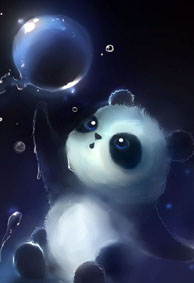 大熊猫水彩卡通背景皮肤，你会继续爱我吗