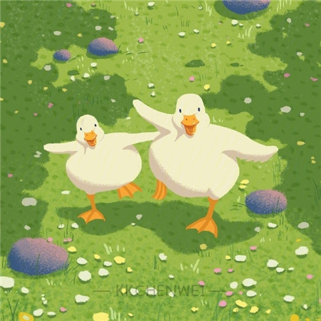 2023夏季治愈系可爱鸭子卡通素材 被两只鸭子治愈的一天