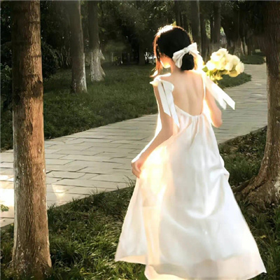 白裙氛围感背影女头合集 超唯美的氛围女头